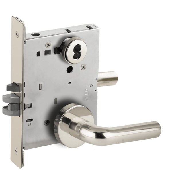 Schlage Grade 1 Entrance Office Mortise Lock, SFIC Prep Less Core, 02 Lever, A Rose, Bright Chrome Finish, F L9050B 02A 625 - main